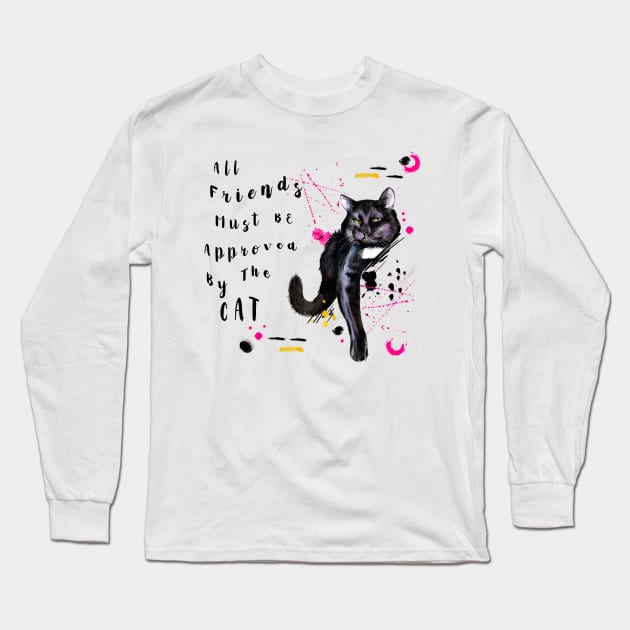 Cat Approval Quote Long Sleeve T-Shirt by Gingezel